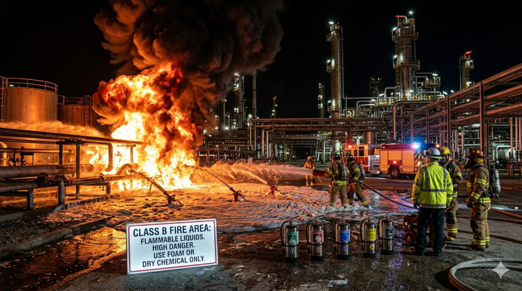 What Are the Classes of Fire A B C D K — And Which Extinguisher Stops Each One? 1 What Makes Class B Fires the Biggest Risk in Oil and Gas