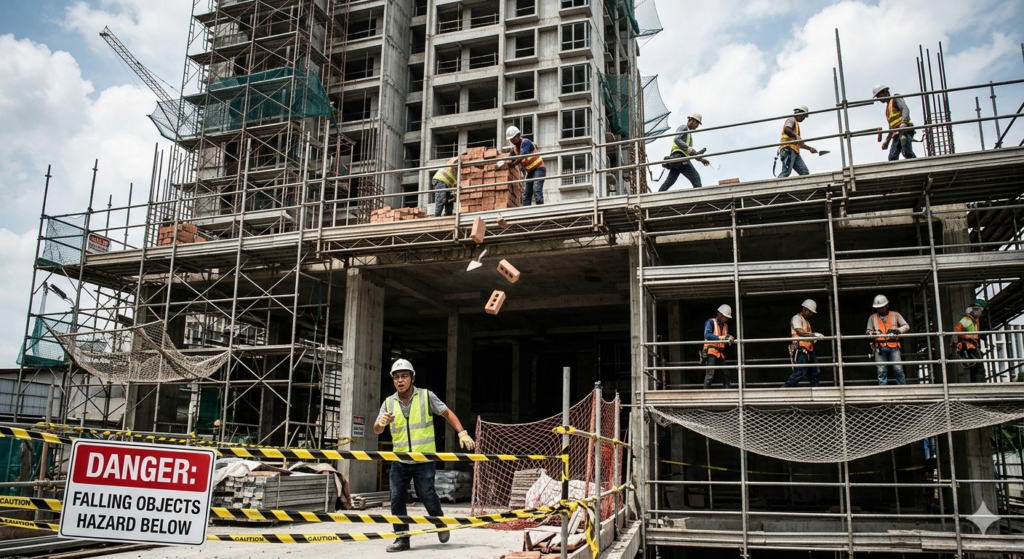 What Are the Top 5 Scaffolding Hazards on Construction Sites in KSA? 5 Falling Objects