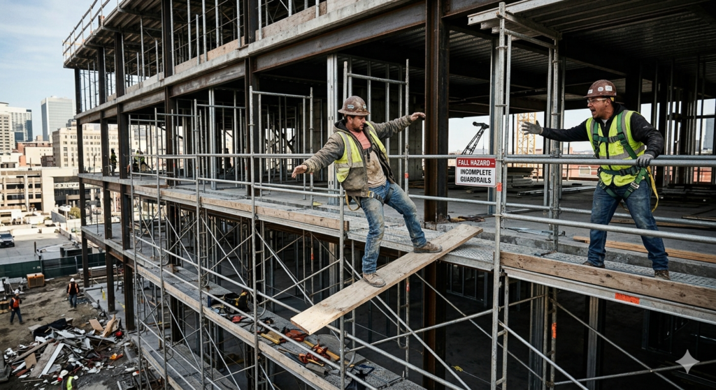 What Are the Top 5 Scaffolding Hazards on Construction Sites in KSA? 1 Scaffolding Falls From Height