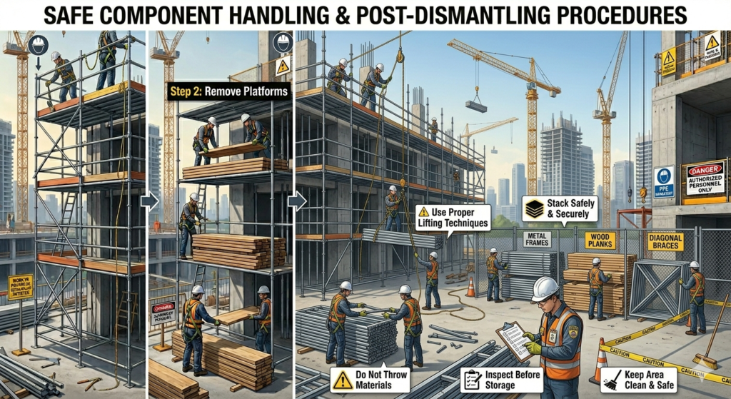What is the Correct Sequence for Dismantling Scaffolding? 2 Safe Component Handling and Post-Dismantling Procedures